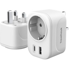 Travel Adapter UK Travel Adapter Worldwide Socket Adapter 20W Type G USB-C and USB Travel Plug Fast Charger Travel Adapter UK, USA, Australia, Asia, South America, Africa