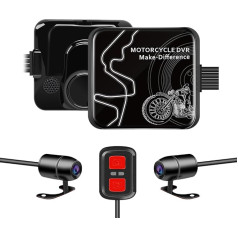 VSYSTO Motorcycle DashCam, WiFi Dashcam Motorcycle Camera Front Rear 1080P, 130° Wide Angle Motorcycle Car Camera Waterproof Action Cam Motorcycle with Night Vision, G-Sensor, WDR