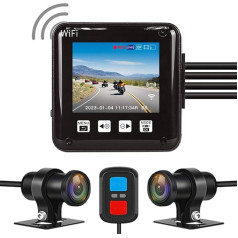 VSYSTO Motorcycle Dash Cam Dual 1080p Front and Rear Cameras WiFi 150 Degree Fisheye 2 Inch Screen WDR Waterproof DVR for Motorcycle Night Vision G-Sensor Loop Recording (B6D)
