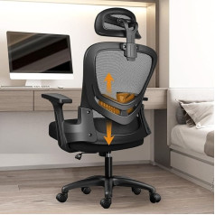 Ergonomic Office Chair, Desk Swivel Chair with Adjustable Lumbar Support, Headrests and Armrests, Height Adjustment and Rocking Function