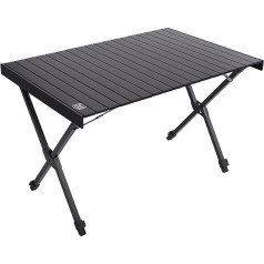 TIMBER RIDGE Folding Camping Table, Height Adjustable, Folding Table, Camping Folding Table, Portable Aluminium with Bag for Picnic, Cooking, Garden, Hiking, Travel, 108 x 71 cm, Black