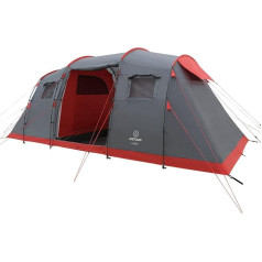 Family Tent Lake 6 Vis-à-Vis Tent Dome Tent for 6 People, 2 Sleeping Cabins (incl. Pitching Poles) Grey