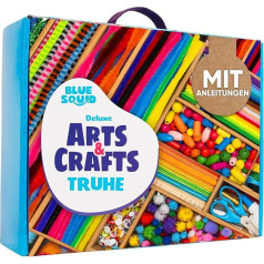 Blue Squid Craft Set for Children - 3000 Pieces Craft Box - Giant Craft Trolley for Craft Supplies - Crafts for Ages 4, 5, 6, 7, 8, 9, 10, 11, 12 Years - Craft Set Full of Deluxe Crafts