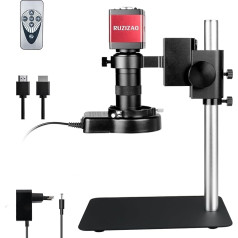 RUZIZAO Digital Microscope, 13 Megapixel 1080P Industrial Microscope with Metal Base, HDMI/VGA, 130X HD Lens, 56 Adjustable Ring Lights, Welding Electronics Repair Microscope for Adults