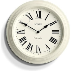 JONES CLOCKS® Supper Club Wall Clock Large Classic Round Clock 40 cm Light Cream Roman Numerals Traditional Design Ideal for Kitchen or Living Room