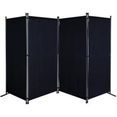 Quick Star 4-Piece Screen, 165 x 220 cm, Fabric Room Divider, Balcony Divider, Folding Privacy Screen, Black