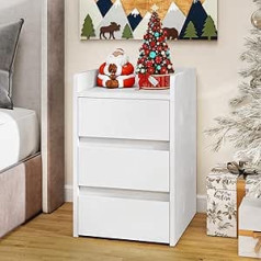 YITAHOME Bedside Table with 3 Drawers and Power Supply, Bedside Table with Charging Station, 2 USB Ports and Sockets, Waterproof Side Table for Living Room and Bedroom, 35 x 40 x 60 cm (White)