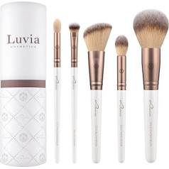 Luvia Make-Up Brush Set, Daily Essentials Brush Set, Powder and Eye Brush Set, 5 Vegan Cosmetic Brushes