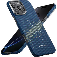 pitaka Luminous Case for iPhone 16 Pro, Ultra Thin Mobile Phone Case Made of Aramid Fibre, Compatible with Magsafe Magnetic Protective Case, Tactile Woven Case with Comfortable Grip, Milky Way Galaxy
