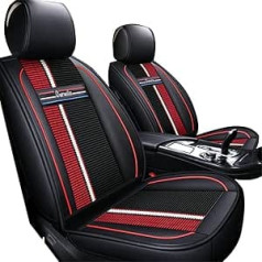 Muchkey Car Seat Covers Front Seats for Toyota Hilux Waterproof Faux Leather Car Seat Protector Complete Set Compatible with Airbag, Black Red