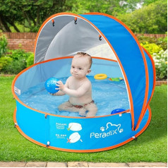 Peradix 4-in-1 Pop Up Beach Shelter with UV Protection Ball Pool, Baby Tent Beach Tent with Mosquito Net, Portable Play Tent, Ball Pit, Sun Protection, Summer Paddling Pool for Years, Bule