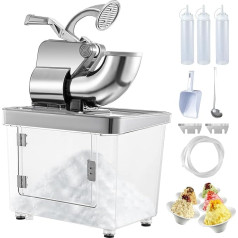 VEVOR Ice Crusher 3000 W, Smoothie Maker Machine with Ice Storage Capacity 34 L, Silver Smoothie Mixer, Stainless Steel Machine with Double Cutting Head and Ergonomic Handle, for Milkshakes, Smoothies
