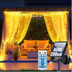 GCMacau Curtain Lights Solar 6 x 3 m Warm