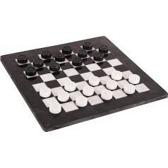 Radicaln Checkers Board Game 16 Inch - Handmade Marble Tournament Set No Wood, Not Dominoes, Chess or Crabs - Multi Fun Draughts Game for Kids & Adults, Oceanic & White