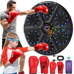 Yeelan Music Boxing Machine, Bluetooth Musikboxmaschine, LED Musik Boxmaschine, Wandmontiertes Boxziel mit Boxhandschuhen für Erwachsene und Kinder Exercise/Stress Release
