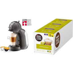 NESCAFÉ DOLCE GUSTO Krups Mini Me KP1238 Coffee Capsule Machine, 15 Bar, Black, Compact, High Pressure, Over 30 Coffee Variations, Cappuccino