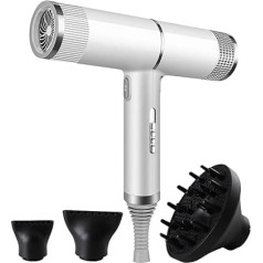 White Hair Dryer with Diffuser 1500W - 50Hz - 220V Ideal for Straight and Curly Hair - 2 Speeds and 3 Temperatures for Any Type of Needs and Hair - Cold Air Function for