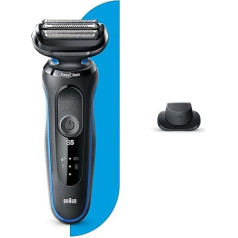 Braun Series 5s razor men, easy shave & cleaning, precision trimmer, wet & dry, 50 min. Running time, electric razor with 3 flexible blades, EasyClick to convert the razor, blue