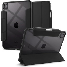 Spigen Ultra Hybrid Pro Case for iPad Pro 11 Inch 5th Generation M4 (2024) Case with Pen Holder Auto Sleep/Wake Function Protective Case with Transparent Back Shell Vegan Suede Leather - Black