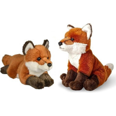 Uni-Toys - Red Fox, Lying Down - 24 cm Length - Plush Fox, Forest Animal - Plush Toy, Cuddly Toy & - Red Fox, Sitting - 21 cm Height - Plush Fox - Plush Toy, Cuddly Toy