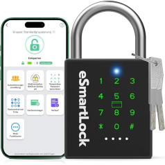 Eseesmart Smart Combination Lock Padlock, Bluetooth Lock with Combination Code RFID, Weatherproof Large Padlock with Key IP68 Outdoor Electric Smart Lock for Door Garden Cellar Locker