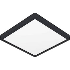 EGLO LED Deckenleuchte Fueva 6, eckige Badezimmer Deckenlampe, Badlampe Decke aus Kunststoff in Schwarz und Weiß, Deckenbeleuchtung warmweiß-kaltweiß, IP44, 29 x 29 cm