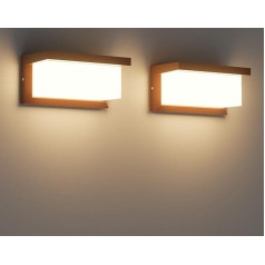 Klighten Pack of 2 LED Wall Lights, Waterproof IP65 Outdoor Wall Light, 24 W, 1200 Lumen, 3000 K, Rectangular Wall Light, Suitable for Indoor and Outdoor Use, Stairs, Balcony, etc. Rust Red