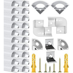 LED Aluminium Profile 45 Degrees for LED Strips, 20 x 1 m V Shape Stripes Rail Strip Aluminium Profile Corner Profile Aluminium Profile Strip Channel Stripe Diffuser with Milky White Cover