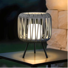 MALUX Tischlampe kabellos dimmbar & wiederaufladbar mit 2 Farbtemperaturen Warmweiß Kerzenlicht IP44 wasserdichte LED Leuchte für Indoor Outdoor Akku Betrieb für Garten Terrasse Café