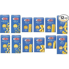 Pasta Barilla Italian Test Pack (12 x 500 g) 7 Types of Pasta Short Noodles (Fusilli - Tortiglioni - Penne Rigate - Pasta Mista Farfalle - Risoni ' Ditalini lisci )