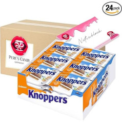 Pere's Candy® Bundle for Knoppers Peanut Waffle Cuts 24 x 25 g Peanut Cream Filling + Pere's Candy Notepad DIN A7 25 Sheets