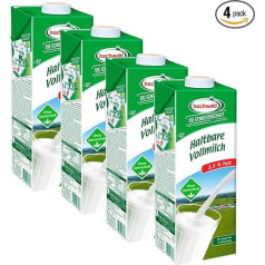HOHC Durable Milk 3.5% Fat Milk Full Fat Milk Low Fat Durable Milk Full Fat, 1 Litre Each, Pack of 4