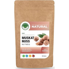 Natural World Nutmeg Whole and Dried Pack of 16, Premium Quality Nutmeg, Made from Siau/Ambon Indonesia Nutmeg Whole