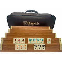 Generisch OkeyKub-Rummy, Okey Wooden Rummy Set with Sturdy Carry Bag