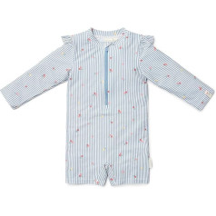 Little Dutch CL25038110 Swimming Costume with Ruffles Long-Sleeved Sunny Flowers Blue (Size 74/80), Sunny Flowers Blue, 74 - 80