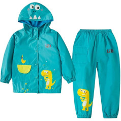 LZH Boys Raincoat Kids Waterproof Hooded Girls Jacket Trousers Suit Lightweight 2 Piece Sets