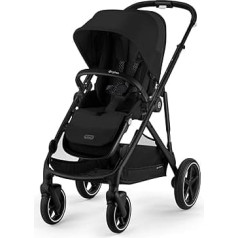 CYBEX Gold Gazelle S Pushchair, From Birth to Approx. 4 Years, Max. 22 kg (Single Mode) / 2x 22 kg (Duo Mode), All-in-1 System with 20+ Configurations, Moon Black
