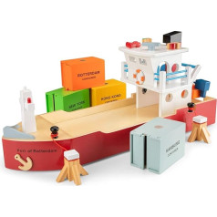 New Classic Toys Container Ship with 4 Containers (Multi-Colour)