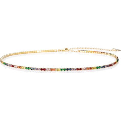 namana Elegant Choker Necklaces for Women and Girls, Delicate 925 Sterling Silver Necklace for Women with Cubic Zirconia Stones, Sterling Silver Jewellery Gifts