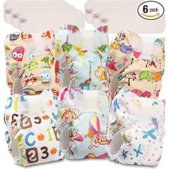Littles & Bloomz Pocket NB-603MF6 Reusable Baby Nappies Newborn and Premature 6 Newborn Nappies 6 Newborn Microfibre Inserts