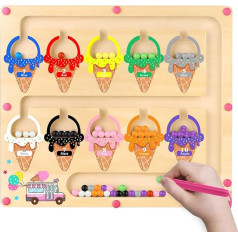 Montessori Toy from 3 4 Years Magnetic Game Labyrinth Gift for Girls Boys Child 3 Years Toy Girls Boys Children Wooden Toy Numbers and Colours Educational Games Motor Skills Toy
