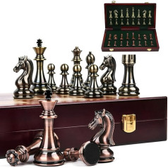 Chess Game Chess Pure Metal Forging, Chess Board Set Foldable with Chess Pieces Large, Chess Educational, Children and Adults, Christmas, New Year Travel