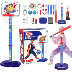 Basketball Hoop, Children's Basketball Hoop, 4 in 1 Pool Set, Tee Ball Stand, Outdoor Sports Toys, Ball Game for Indoor, Chidlren Room, School