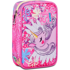 Pencil Case Speed Case, Pink, Pen Holder with Removable Compartment and Pens, Pencils, Colours, Accessories Backpack, Primary School, Medium, Girls, Pink, Taglia Unica, Colourful, pink,