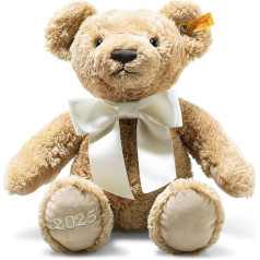 Steiff Cuddly Toy Cosy Annual Bear 2025, Cute Stuffed Toy with Plastic Eyes, Children, Boys & Girls, Soft Cuddly Friends, Plush Toy 34 cm, Beige, 114113