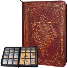 Trading Card Album - 9 Pocket Scrapbook Cards with Zip - 360 Compartments Card Folder for TCG - 3D PU Leather Folder - Trading Folder Cards for MTG, Disney Lorcana, Magic The Gathering, Pokemon (Red)