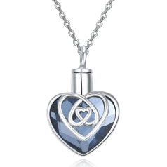 Urn Necklace for Ashes 925 Sterling Silver Infinity Celtic Knot Bee Crystal Drop Cylinder Heart Oval Cremation Keepsake Pendant Memorial Jewellery for Women Men Pet