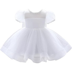 Baby Kids Girls White Dress Wedding Party Flower Girl Elegant Ball Gown Tulle Dress
