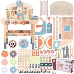 Children's Wooden Workbench Gifts, 60 x 30 x 80 cm, Toy Tools, Wooden Tool Bench, Multifunctional Simulation Maintenance Tool Table for Disassembling Screws and Nuts for 3+ Years Old