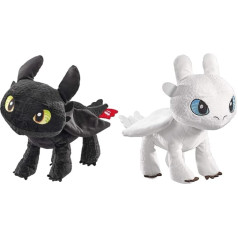 Schmidt Spiele 42746 Dragons, Toothless, 25 cm Plush Toy & 42747 Dragons, Dayshadow, 25 cm Plush Toy